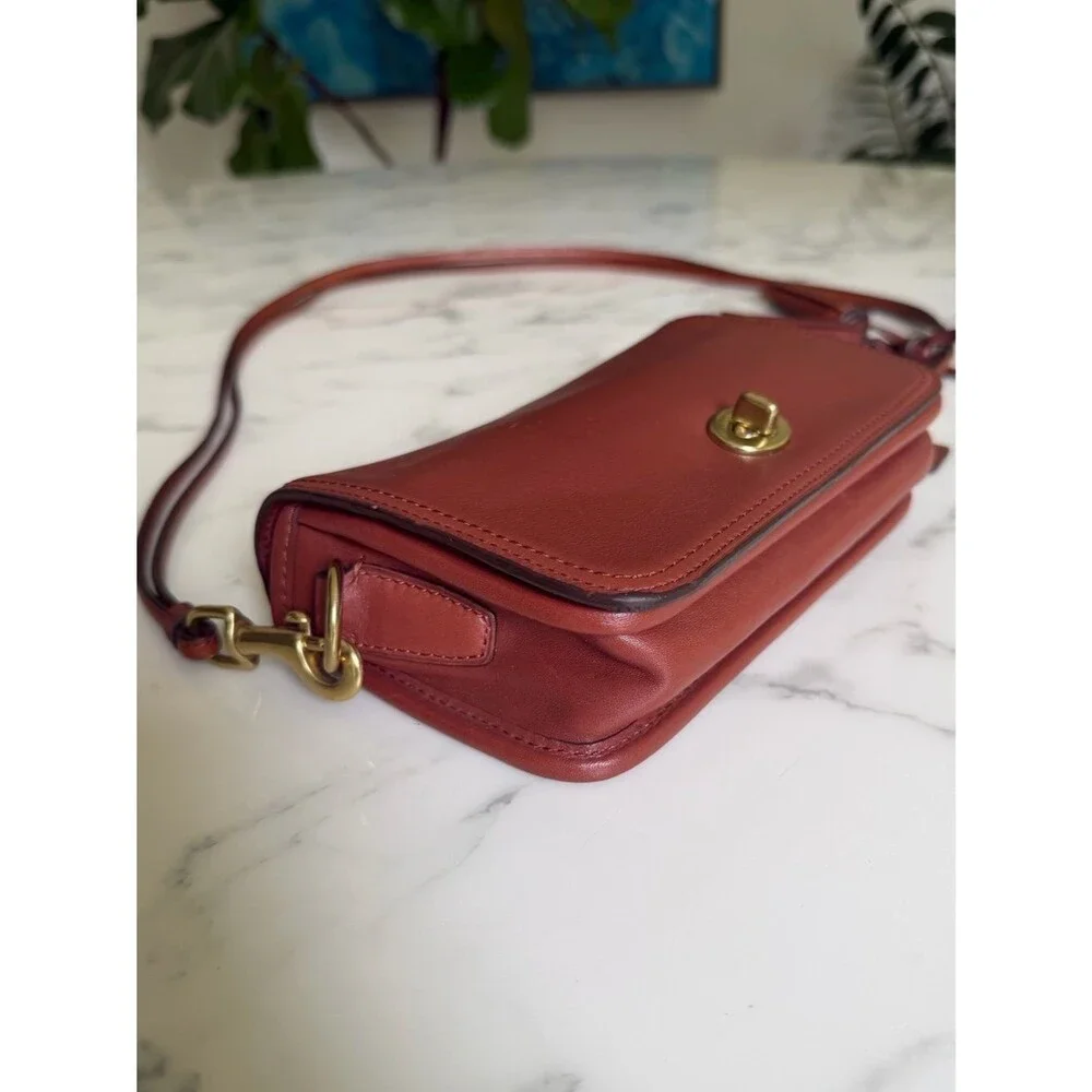 Coach Legacy Leather Penny Shoulder Crossbody Bag 19914 British Tan Cognac